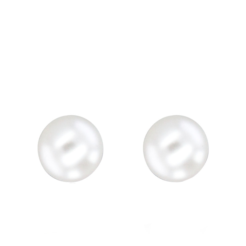 Boucles d'Oreilles Puces en Or Jaune 750 & Perle de Culture d'Eau Douce 8/8,50 mm - Emanessence
