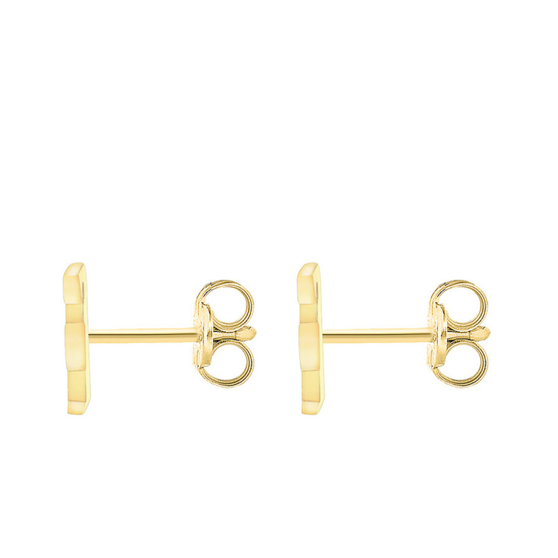 Boucles d'Oreilles Puces Lettre F en Or Jaune 375 & Oxyde de Zirconium - Emanessence