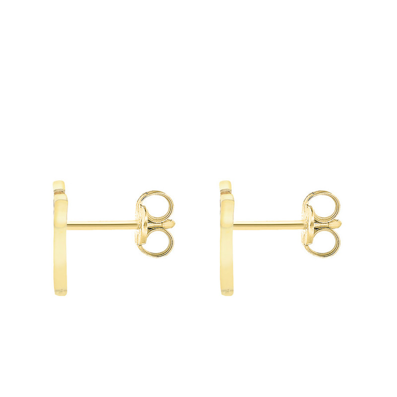 Boucles d'Oreilles Puces Lettre K en Or Jaune 375 & Oxyde de Zirconium - Emanessence