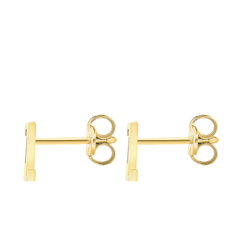 Boucles d'Oreilles Puces Lettre R en Or Jaune 375 & Oxyde de Zirconium - Emanessence