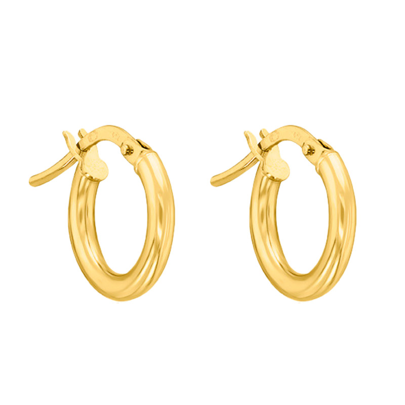 Boucles d'Oreilles Créoles en Or Jaune 750, Diamètre 8 mm - Emanessence