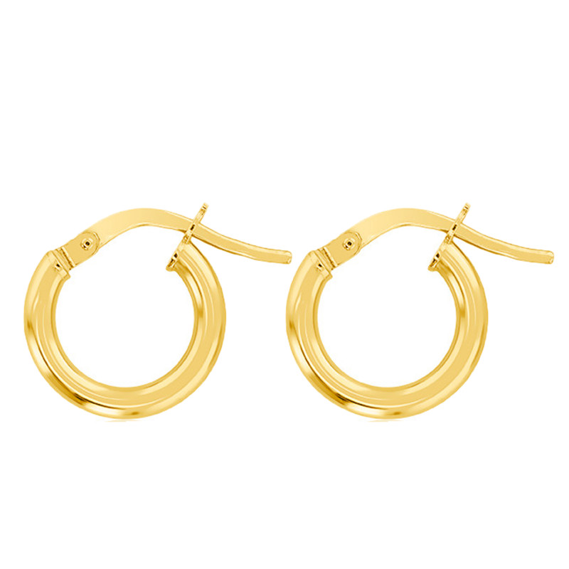 Boucles d'Oreilles Créoles en Or Jaune 750, Diamètre 8 mm - Emanessence