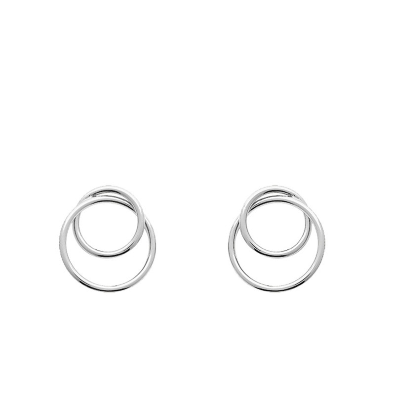 Boucles d'Oreilles Petit Anneau et Grand Anneau en Argent 925 Rhodié - Emanessence
