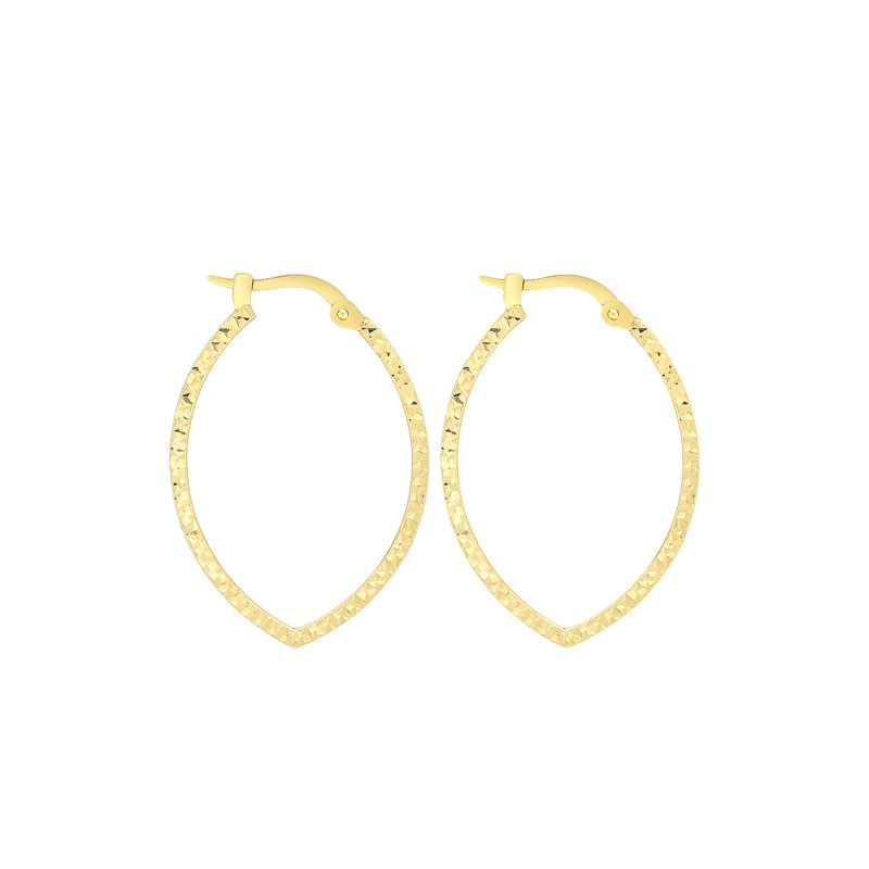 Boucles d'Oreilles Créoles Navettes Facettées en Or Jaune 375 - Emanessence