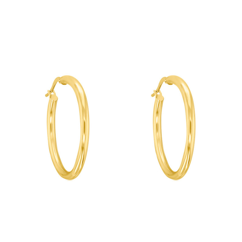 PROMO Boucles d'Oreilles Créoles en Or Jaune 750, Diamètre 35 mm - Emanessence OCARAT.COM BIJOUTERIE N°1
