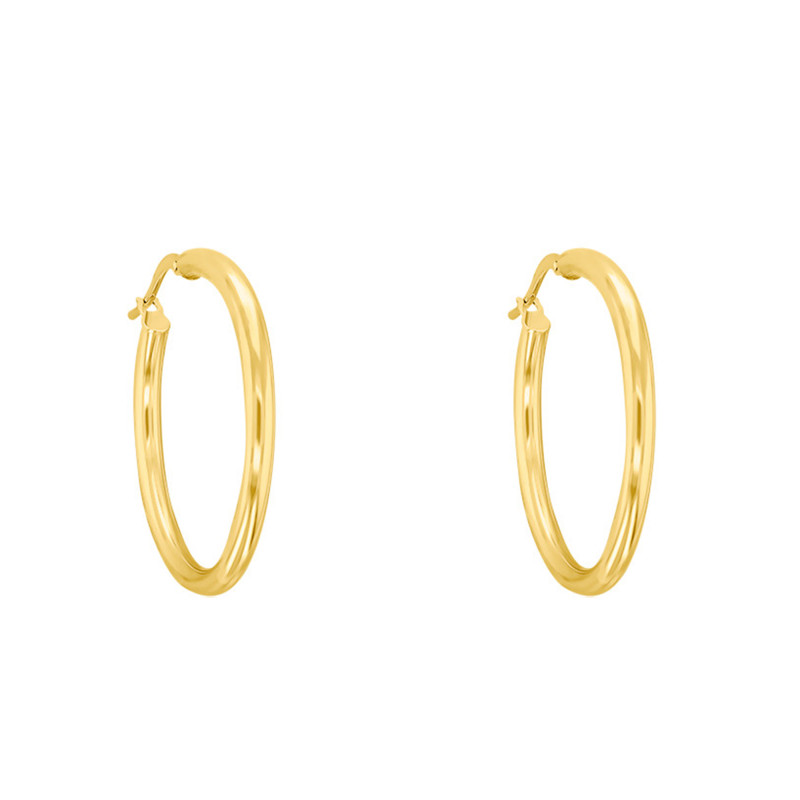Boucles d'Oreilles Créoles en Or Jaune 750, Diamètre 30 mm - Emanessence