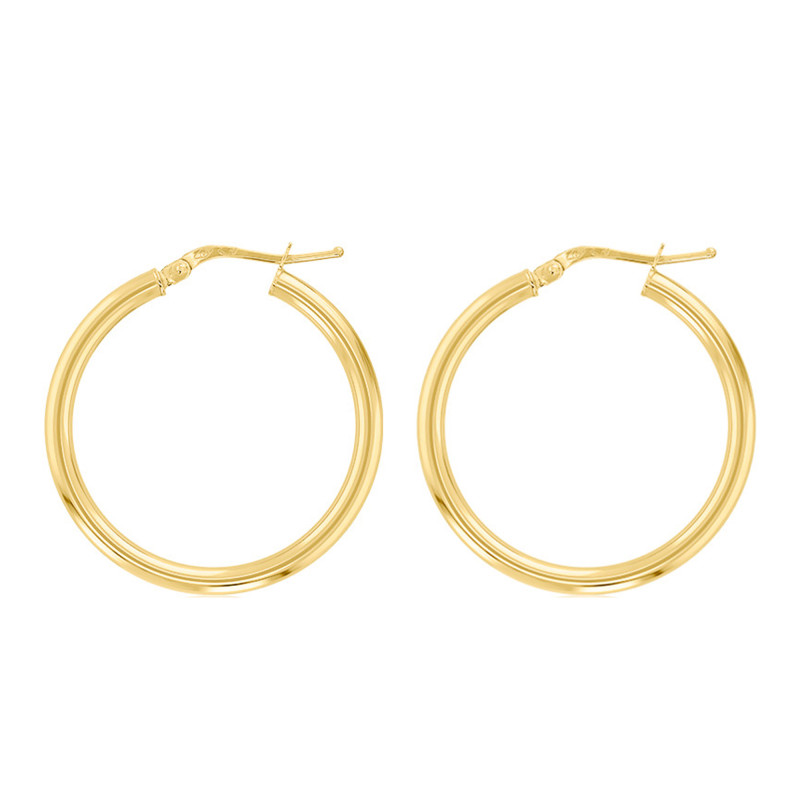 Boucles d'Oreilles Créoles en Or Jaune 750, Diamètre 30 mm - Emanessence