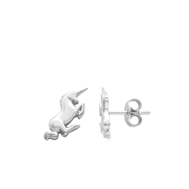 Boucles d'Oreilles Puces Licorne en Argent - Emanessence