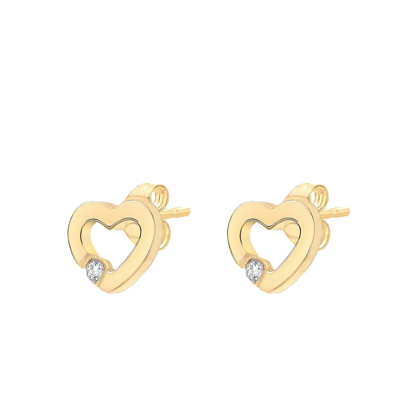 Boucles d'Oreilles Coeur Ouvert en Or Jaune 375 - Emanessence