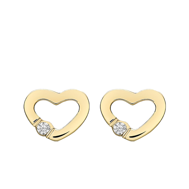 Boucles d'Oreilles Coeur Ouvert en Or Jaune 375 - Emanessence