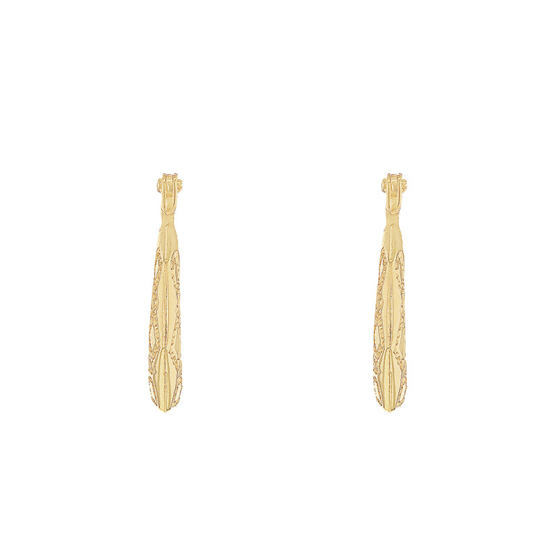 Boucles d'Oreilles Créoles Motifs en Or Jaune 375 - Emanessence