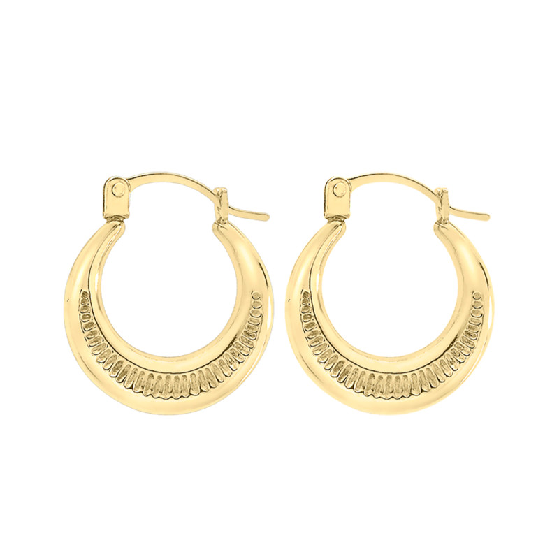 Boucles d'Oreilles Créoles Luna en Or Jaune 375 - Emanessence