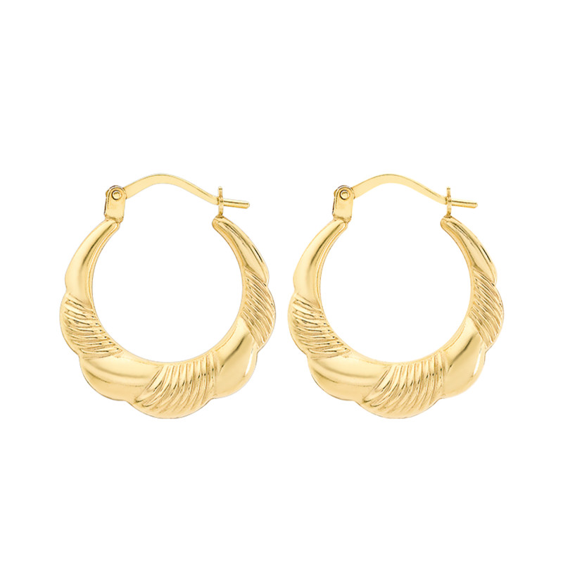 Boucles d'Oreilles Créoles Ovales Paloma en Or Jaune 375 - Emanessence