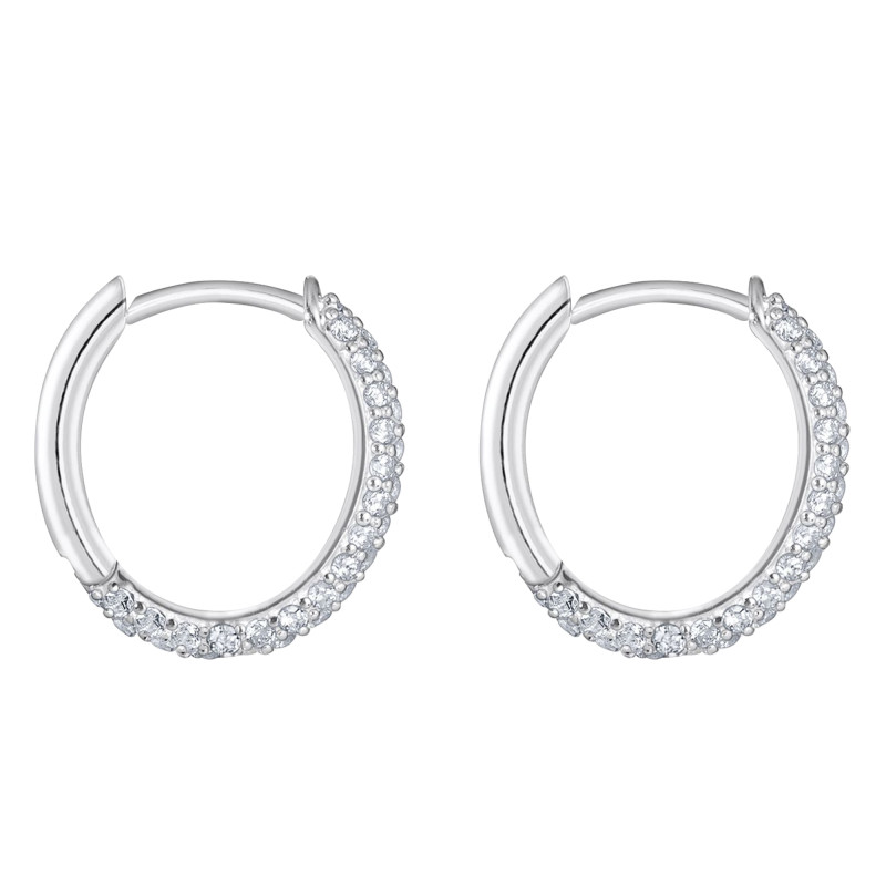 Boucles d'Oreilles Créoles en Argent 925 & Oxydes de Zirconium Blancs, Hauteur 13,50 à 24,50 mm - Thomas Sabo