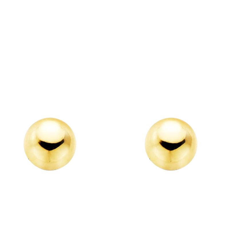 Boucles d'Oreilles Boules en Or Jaune 750, Diamètre 3 mm ou 7 mm - Emanessence