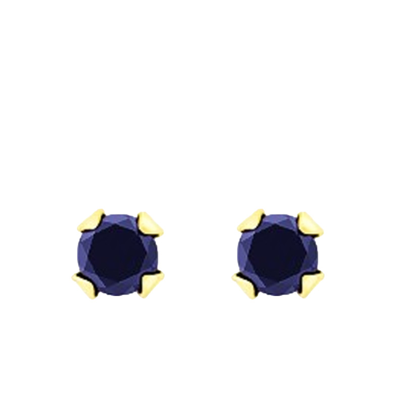Boucles d'Oreilles Puces Saphir en Or Jaune 750 - Emanessence