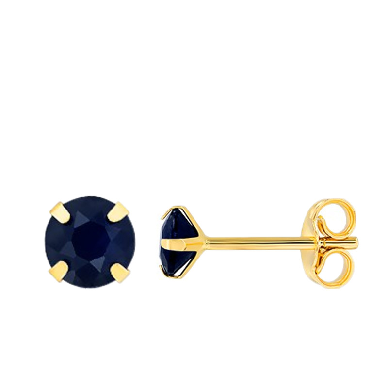 Boucles d'Oreilles Puces Saphir en Or Jaune 750 - Emanessence
