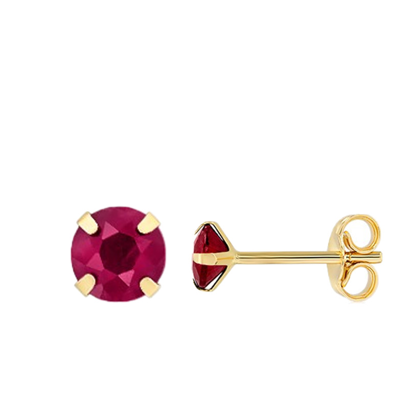 Boucles d'Oreilles en Or Jaune 750 & Rubis - Emanessence