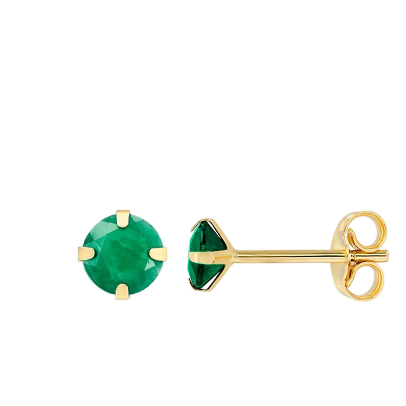 Boucles d'Oreilles en Or Jaune 750 & Emeraude - Emanessence