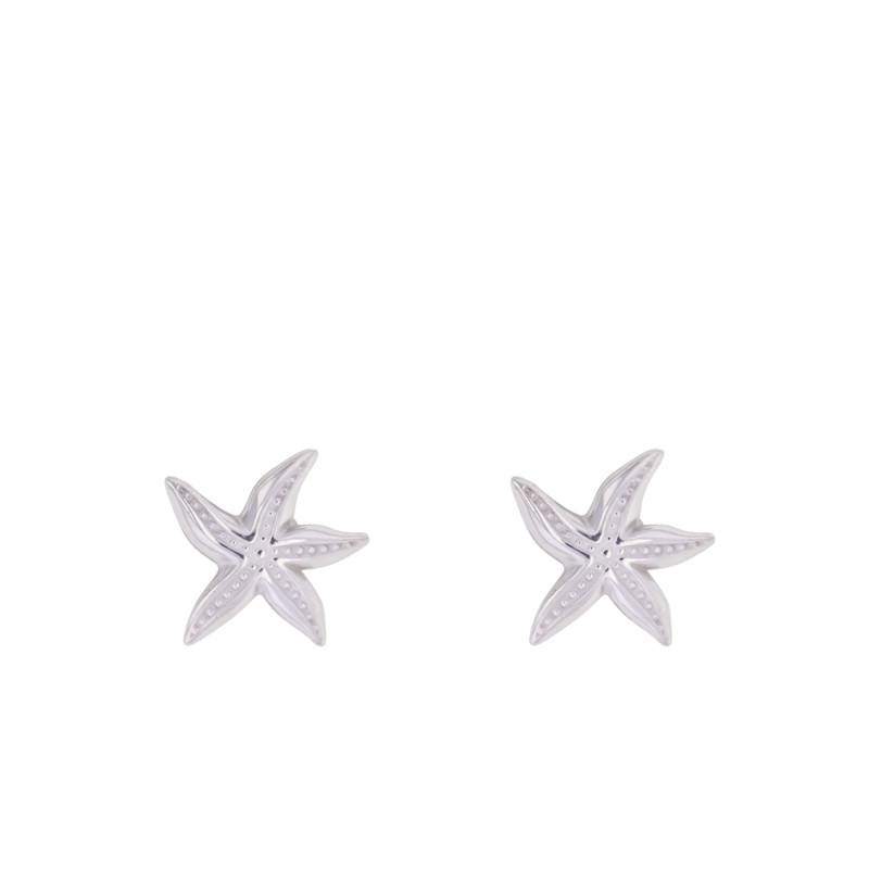 Boucles d'Oreilles Puces Etoile de Mer en Argent - Emanessence