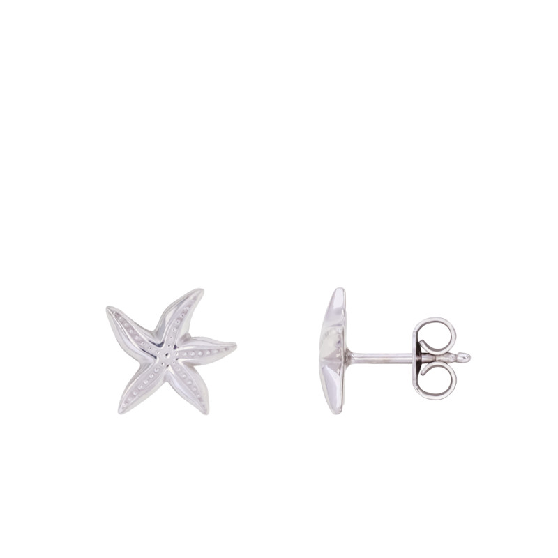 Boucles d'Oreilles Puces Etoile de Mer en Argent - Emanessence