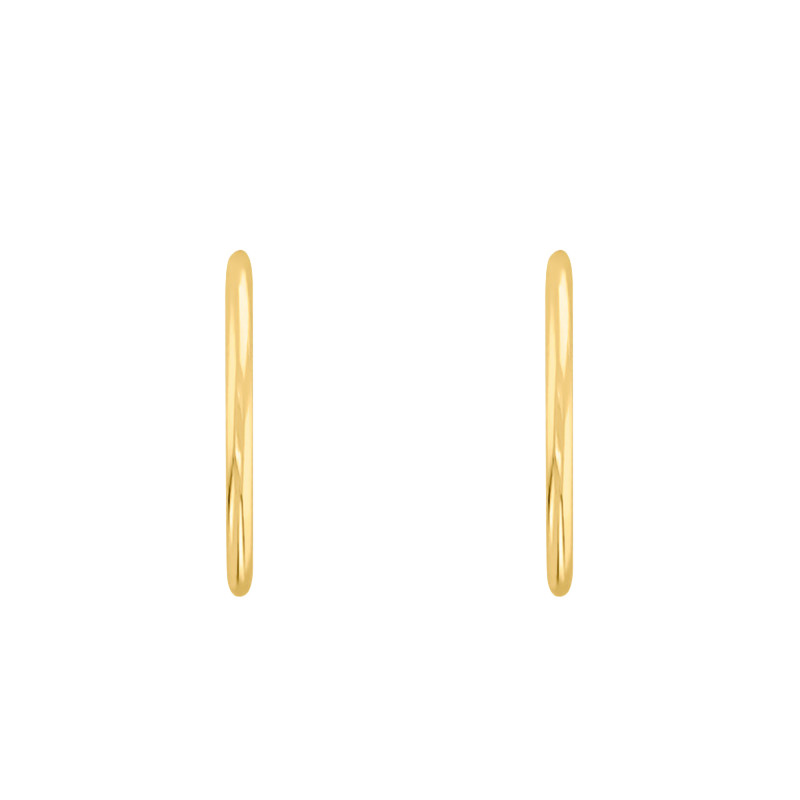 Boucles d'Oreilles Créoles Fil Rond en Or Jaune 750, Diamètre 40 mm - Emanessence
