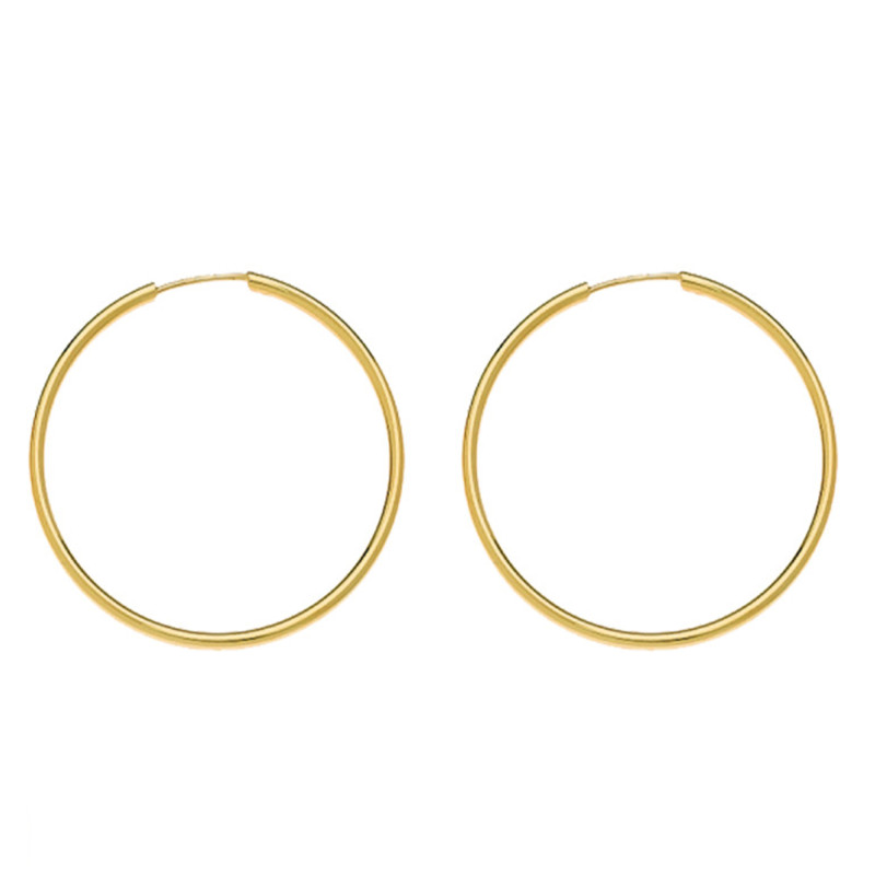 Boucles d'Oreilles Créoles en Or Jaune 375, Diamètre 20 mm - Emanessence