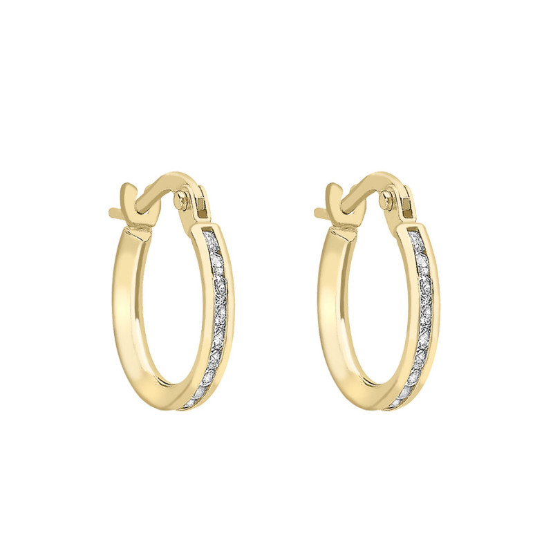 Créoles en Or Jaune 375 & Oxydes de Zirconium, Diamètre 13 mm - Emanessence