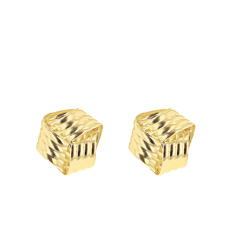 Boucles d'Oreilles Noeud Côtelé en Or Jaune 375 - Emanessence
