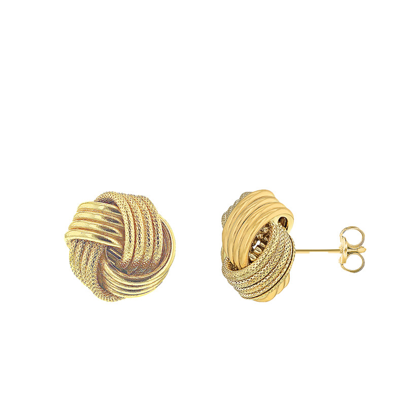 Boucles d'Oreilles Puces Cordes en Or Jaune 375 - Emanessence
