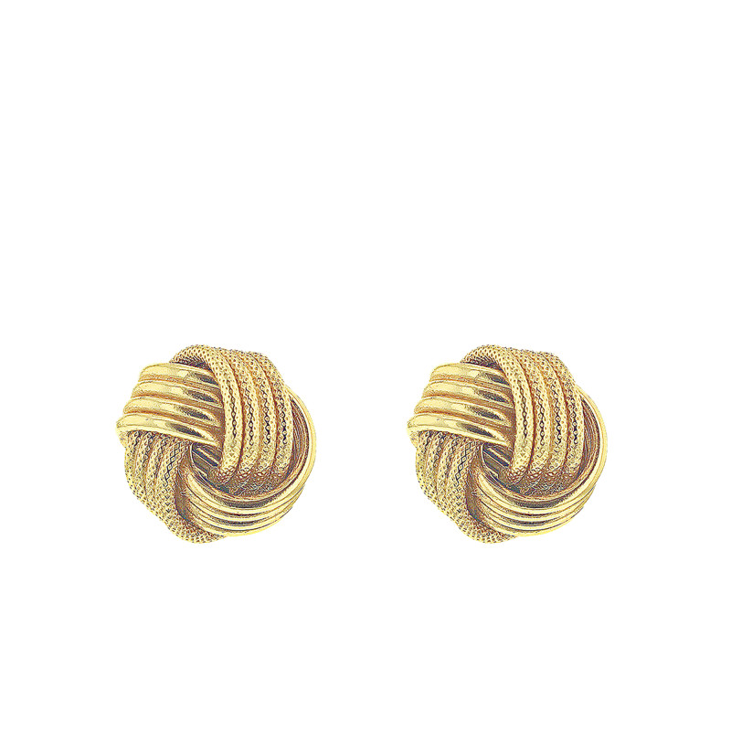 Boucles d'Oreilles Puces Cordes en Or Jaune 375 - Emanessence