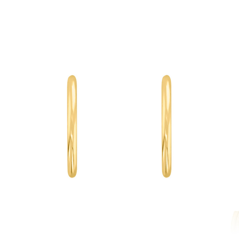 Boucles d'Oreilles Créoles Fil Rond en Or Jaune 750, Diamètre 25 mm - Emanessence