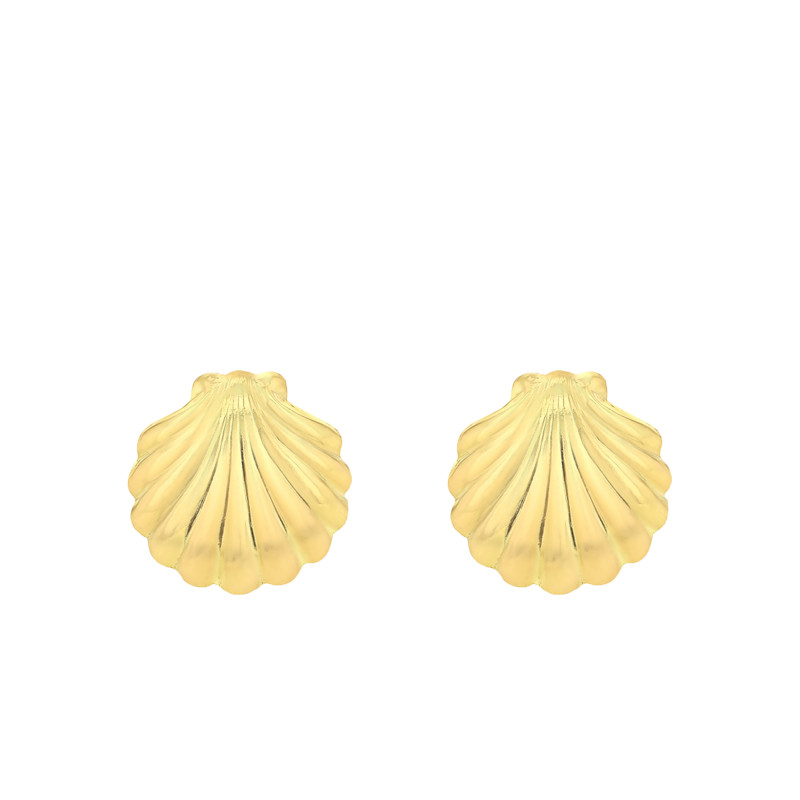 Boucles d'Oreilles Puces Coquillage en Or Jaune 375 - Emanessence