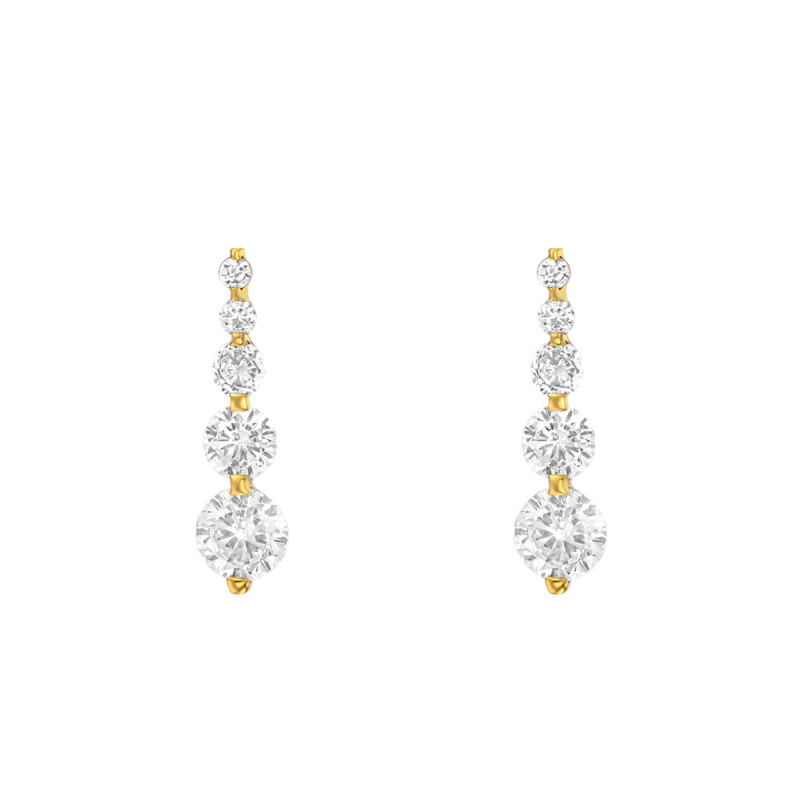 PROMO Boucles d'Oreilles Pendantes en Or Jaune 375 & Oxydes de Zirconium - Emanessence OCARAT.COM BIJOUTERIE N°1