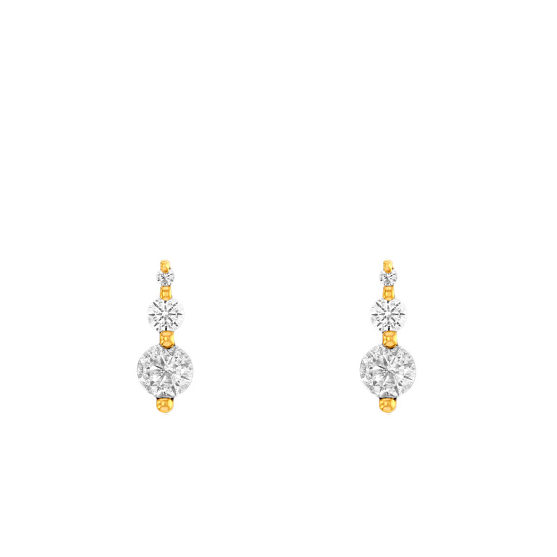 PROMO Boucles d'Oreilles Trilogy en Or Jaune 375 & Oxydes de Zirconium - Emanessence OCARAT.COM BIJOUTERIE N°1