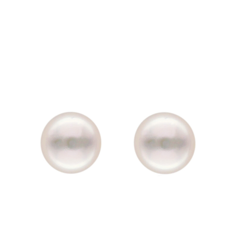 Boucles d'Oreilles Puces en Or Jaune 750 & Perle de Culture d'Eau Douce - Emanessence