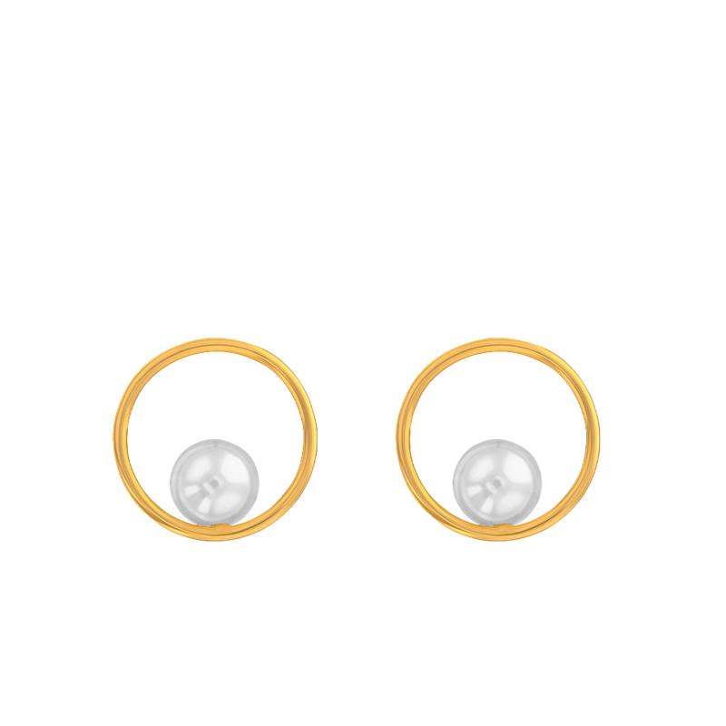 Boucles d'Oreilles en Or Jaune 375 & Perle De Culture - Emanessence