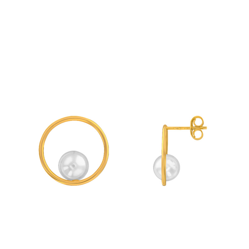 Boucles d'Oreilles en Or Jaune 375 & Perle De Culture - Emanessence