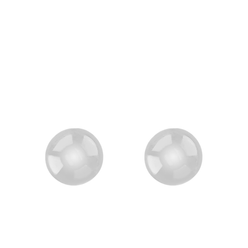 Boucles d'Oreilles Puces Rondes en Or Blanc 750 - Emanessence