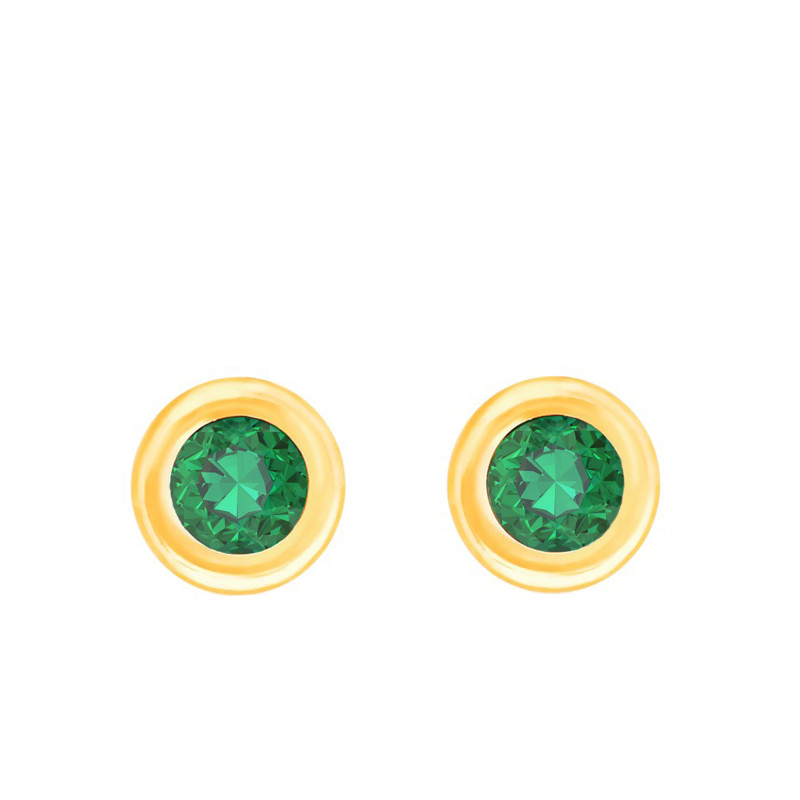 Boucles d'Oreilles Puces en Or Blanc 750 & Emeraude - Emanessence
