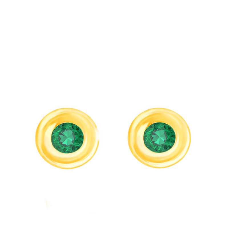 Boucles d'Oreilles Puces en Or Blanc 750 & Emeraude - Emanessence