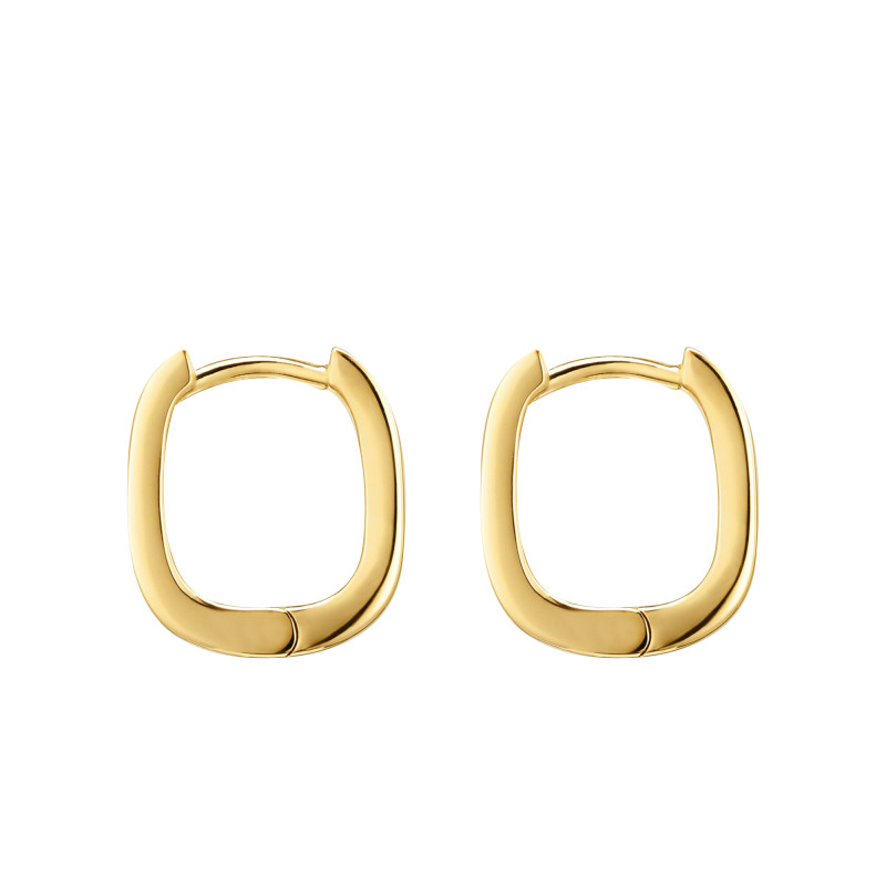 Boucles d'Oreilles Créoles Essentials Angulaires en Plaqué Or Jaune, Hauteur 13,40 ou 16,50 mm - Thomas Sabo