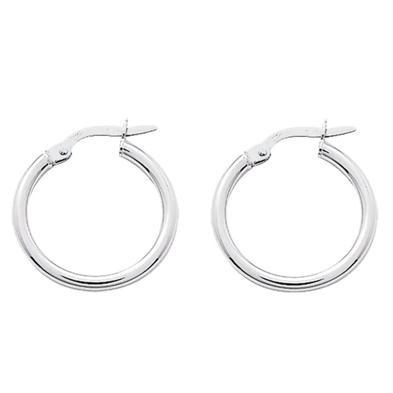 Boucles d'Oreilles Créoles Lisses en Or Blanc 375, Diamètre de 8 mm à 40 mm - Emanessence