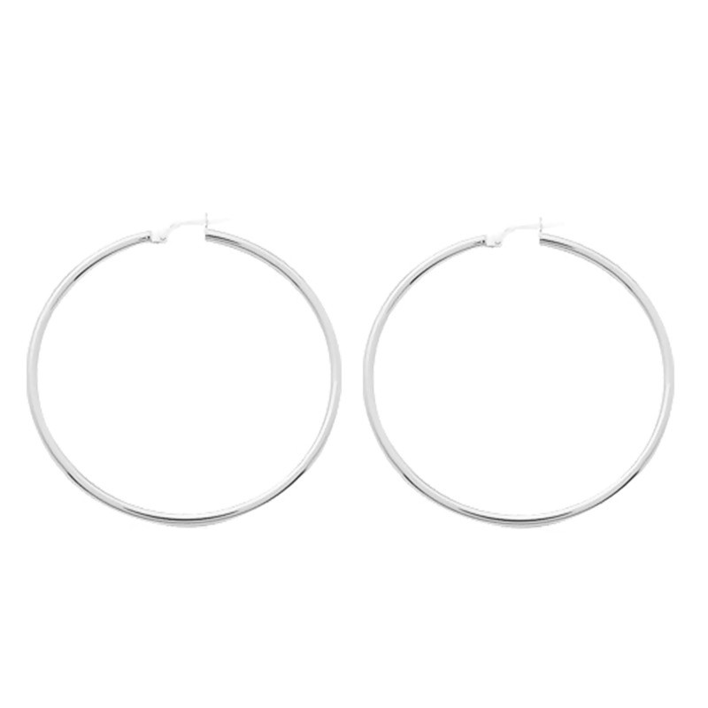 PROMO Boucles d'Oreilles Créoles en Or Blanc 750, Diamètre 6 mm à 60 mm - Emanessence OCARAT.COM BIJOUTERIE N°1