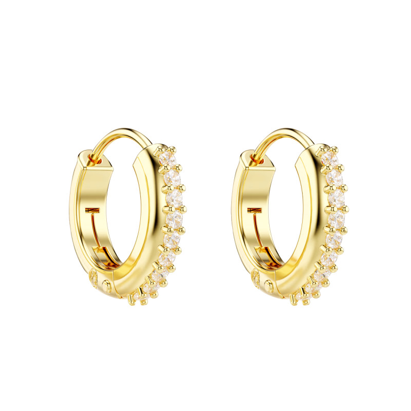 PROMO Boucles d'Oreilles Petites Créoles Matrix en Métal Doré & Cristaux Blancs, Diamètre 11 mm - 5697228 - Swarovski OCARAT.COM BIJOUTERIE N°1