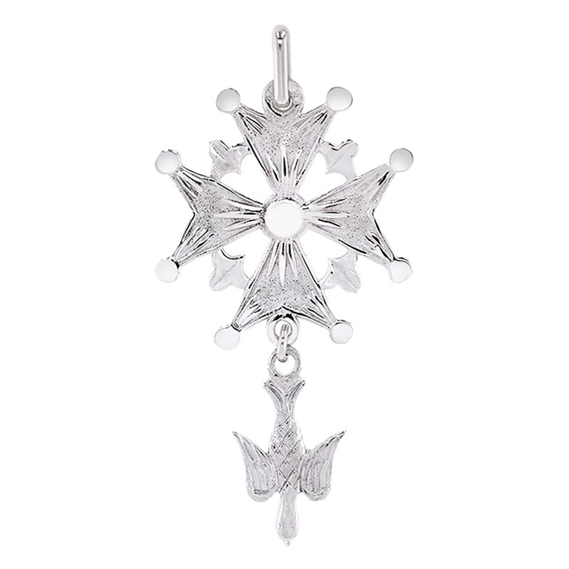 Croix Huguenote en Or Blanc 750, Dimension 22 x 38 mm - Lucas Lucor