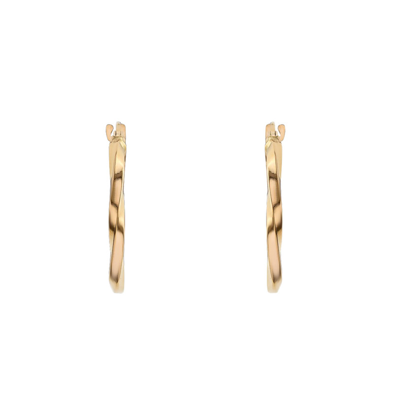 Boucles d'Oreilles Créoles Vriées en Or Jaune 375, Diamètre 20 mm - Lucas Lucor
