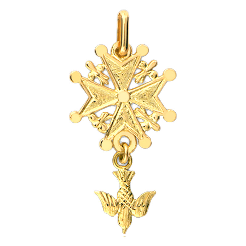 Croix Huguenote en Or Jaune 750, Dimension 15 x 26 mm - Lucas Lucor