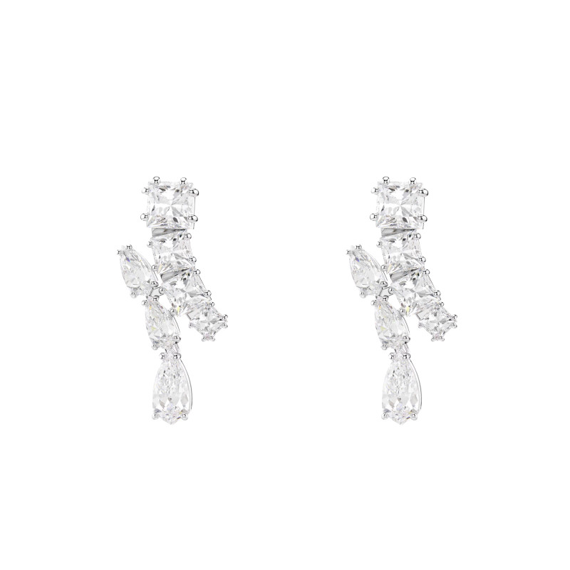Boucles d'Oreilles Matrix en Métal Rhodié & Cristaux Blancs - 5700418 - Swarovski