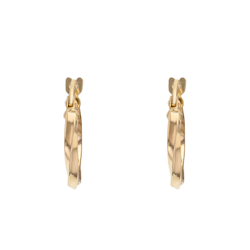 Boucles d'Oreilles Petites Créoles Torsadées en Or Jaune 375, Diamètre 14 mm - Lucas Lucor
